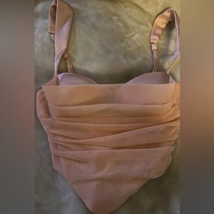 Draped Corset Crop Top in Baby Pink